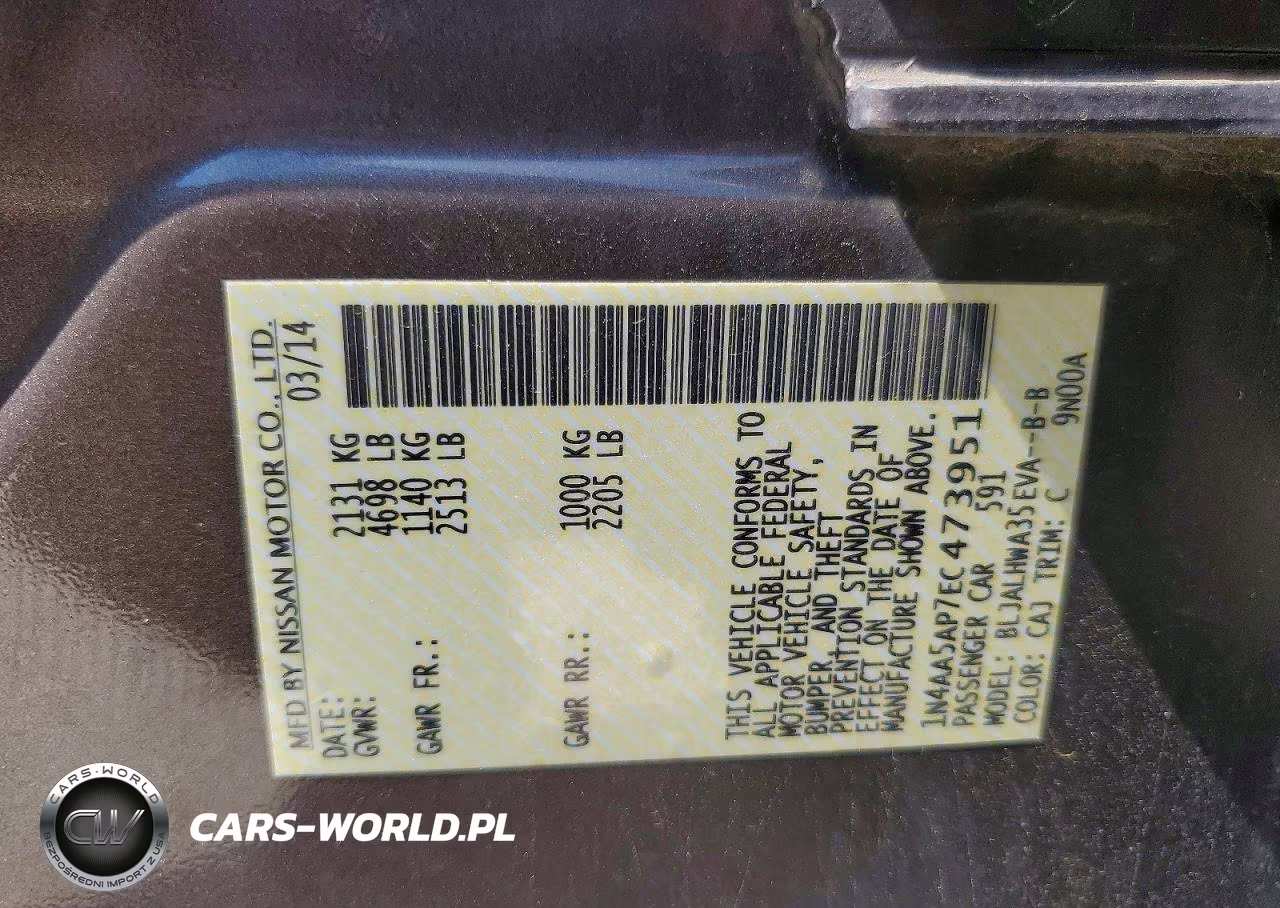 2014 Nissan Maxima 3.5 Sv VIN:1N4AA5AP7EC473951 - 12
