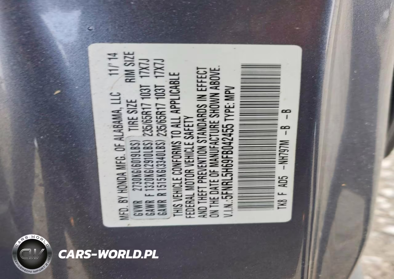 2015 Honda Odyssey Exl VIN:5FNRL5H69FB042455 - 14