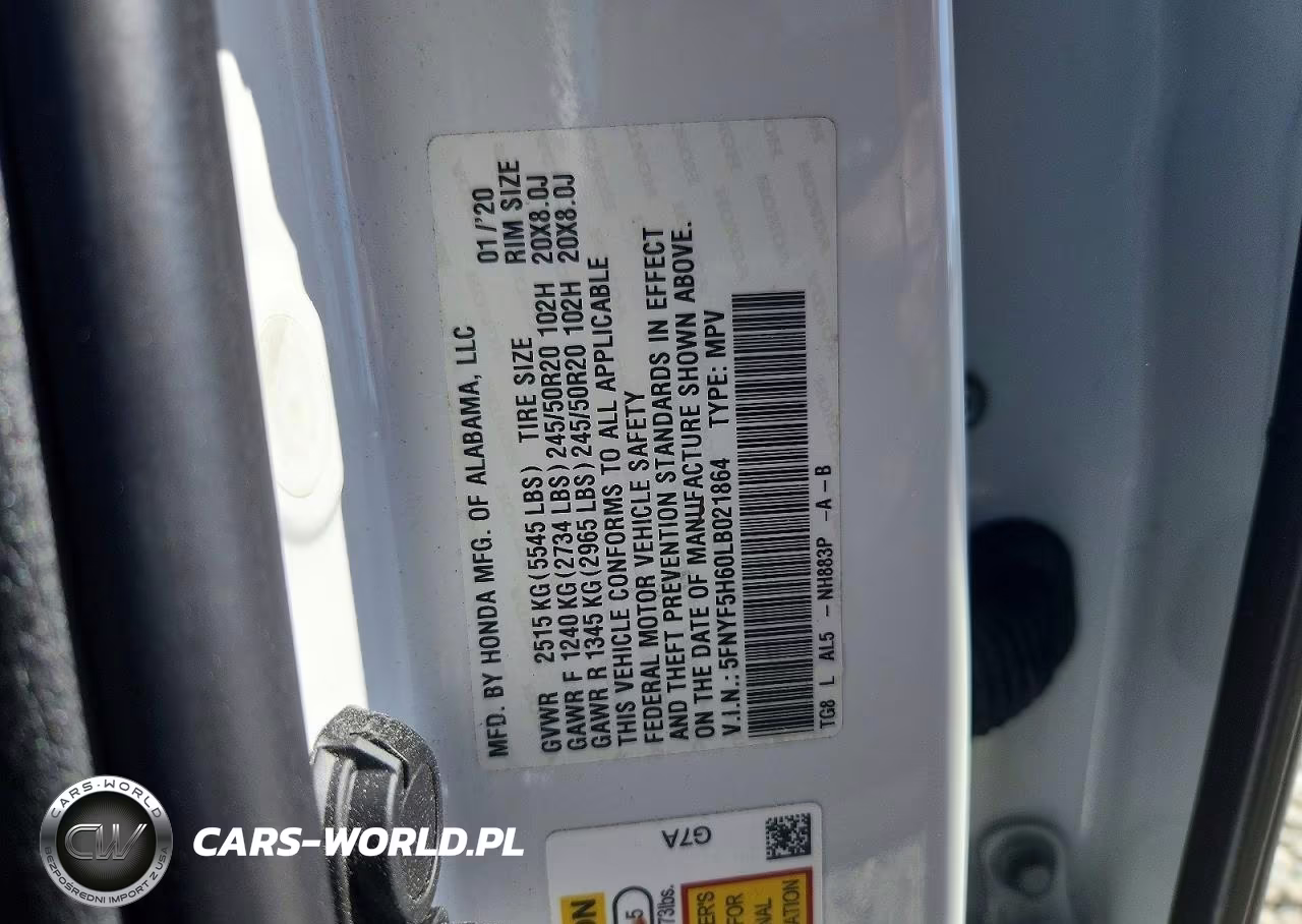 2020 Honda Pilot Touring VIN:5FNYF5H60LB021864 - 13