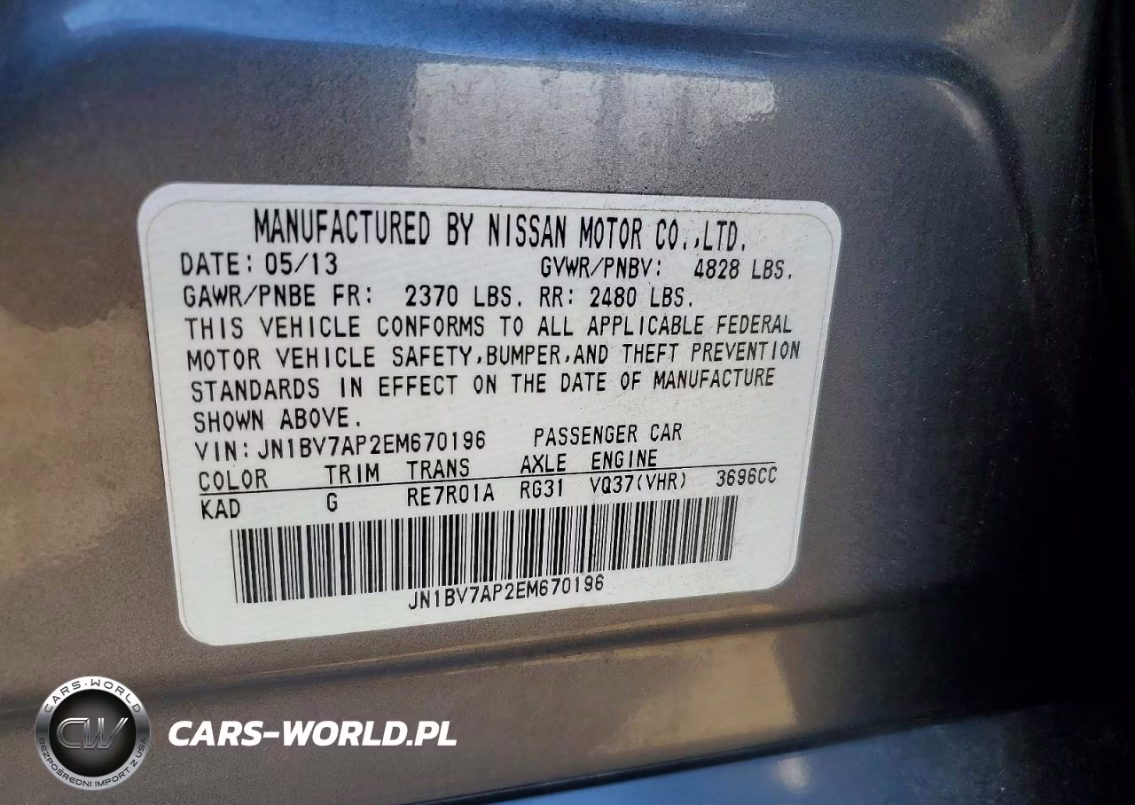 2014 Infiniti Q50 Base VIN:JN1BV7AP2EM670196 - 12
