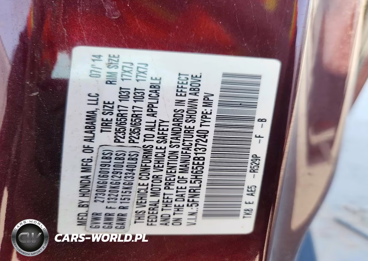 2014 Honda Odyssey Exl VIN:5FNRL5H65EB137240 - 13