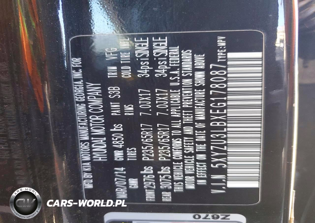 2014 Hyundai Santa Fe Sport 2.4L VIN:5XYZU3LBXEG178087 - 13