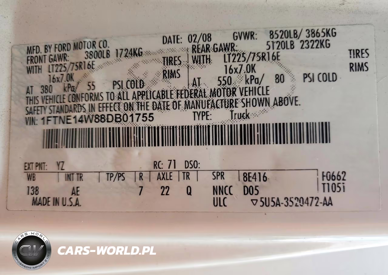 2008 Ford Econoline Cargo E-15 VIN:1FTNE14W88DB01755 - 13