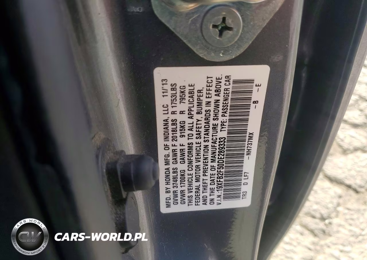 2013 Honda Civic Lx VIN:19XFB2F50DE289333 - 12
