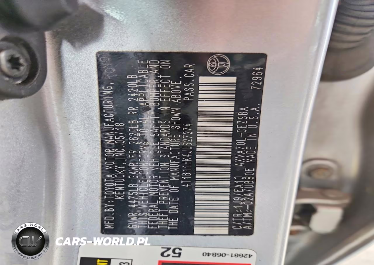 2018 Toyota Camry Se VIN:4T1B11HK4JU627274 - 13