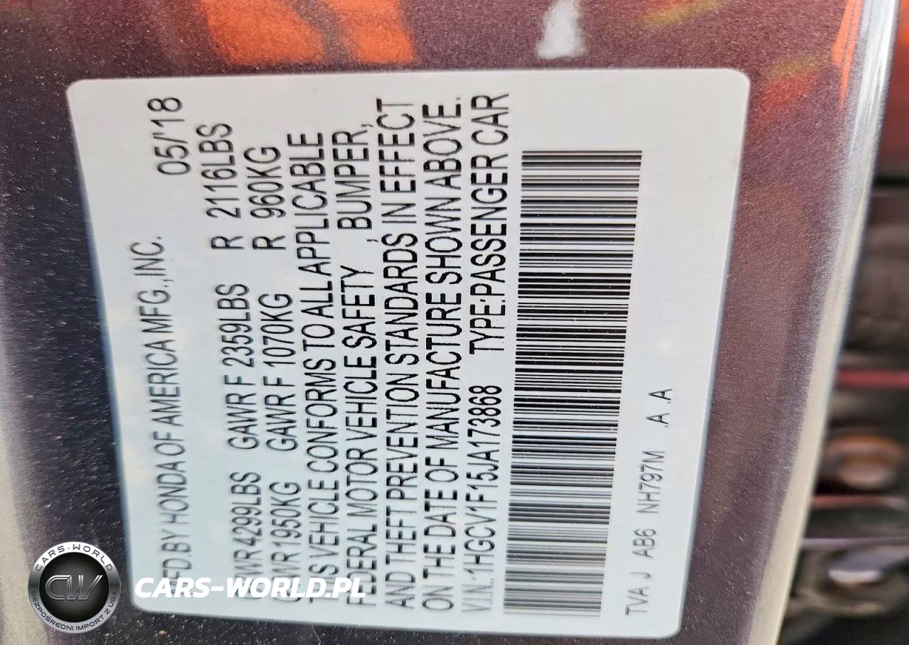 2018 Honda Accord Lx VIN:1HGCV1F15JA173868 - 13