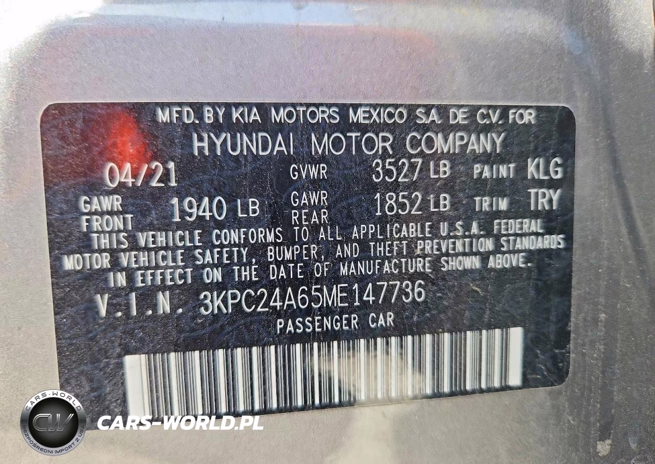 2021 Hyundai Accent Se VIN:3KPC24A65ME147736 - 12