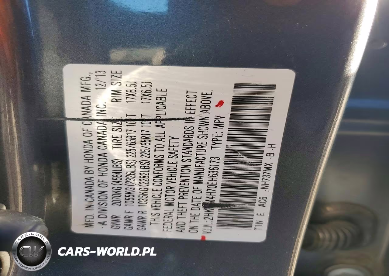 2014 Honda Cr-V Exl VIN:2HKRM4H70EH636173 - 13