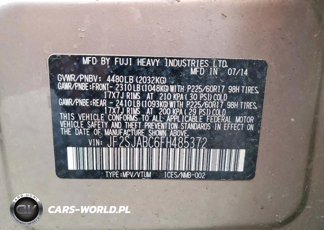 2015 Subaru Forester 2.5I VIN:JF2SJABC6FH485372 - 13