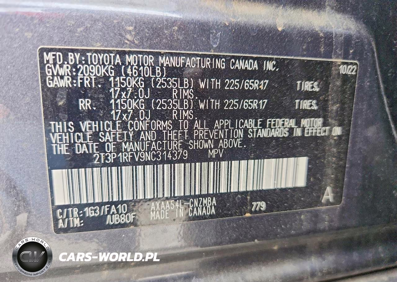 2022 Toyota Rav4 Xle VIN:2T3P1RFV9NC314379 - 12