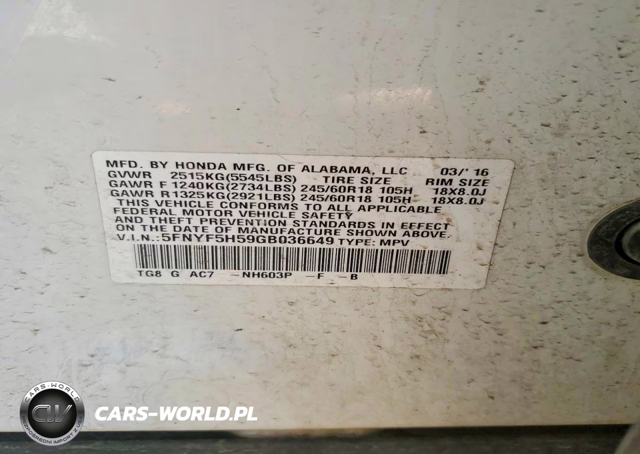 2016 Honda Pilot Exl VIN:5FNYF5H59GB036649 - 14