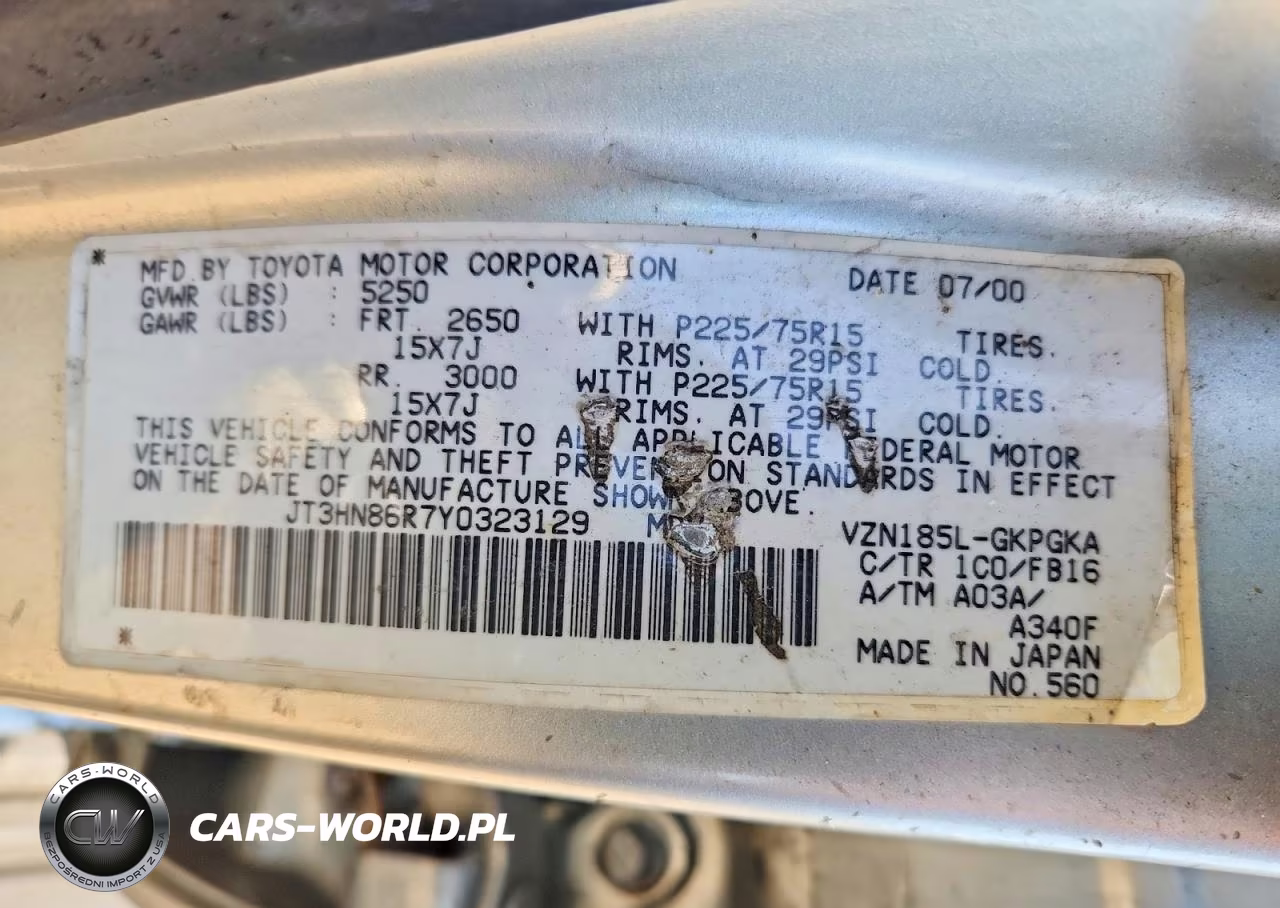 2000 Toyota 4Runner VIN:JT3HN86R7Y0323129 - 13