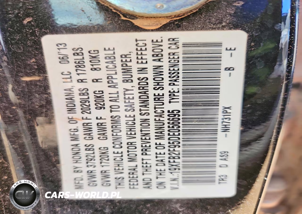 2013 Honda Civic Exl VIN:19XFB2F95DE056695 - 12