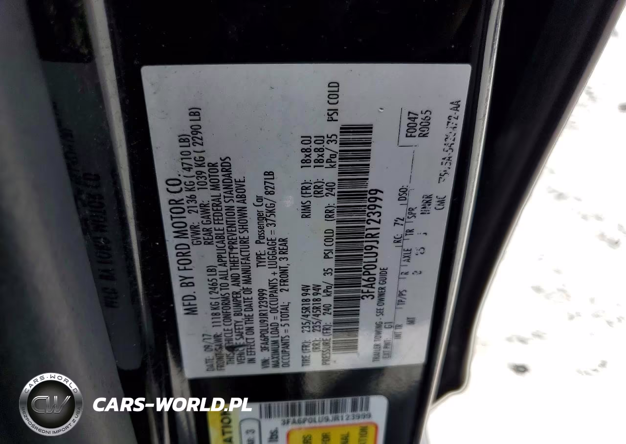 2018 Ford Fusion Se Hybrid VIN:3FA6P0LU9JR123999 - 12