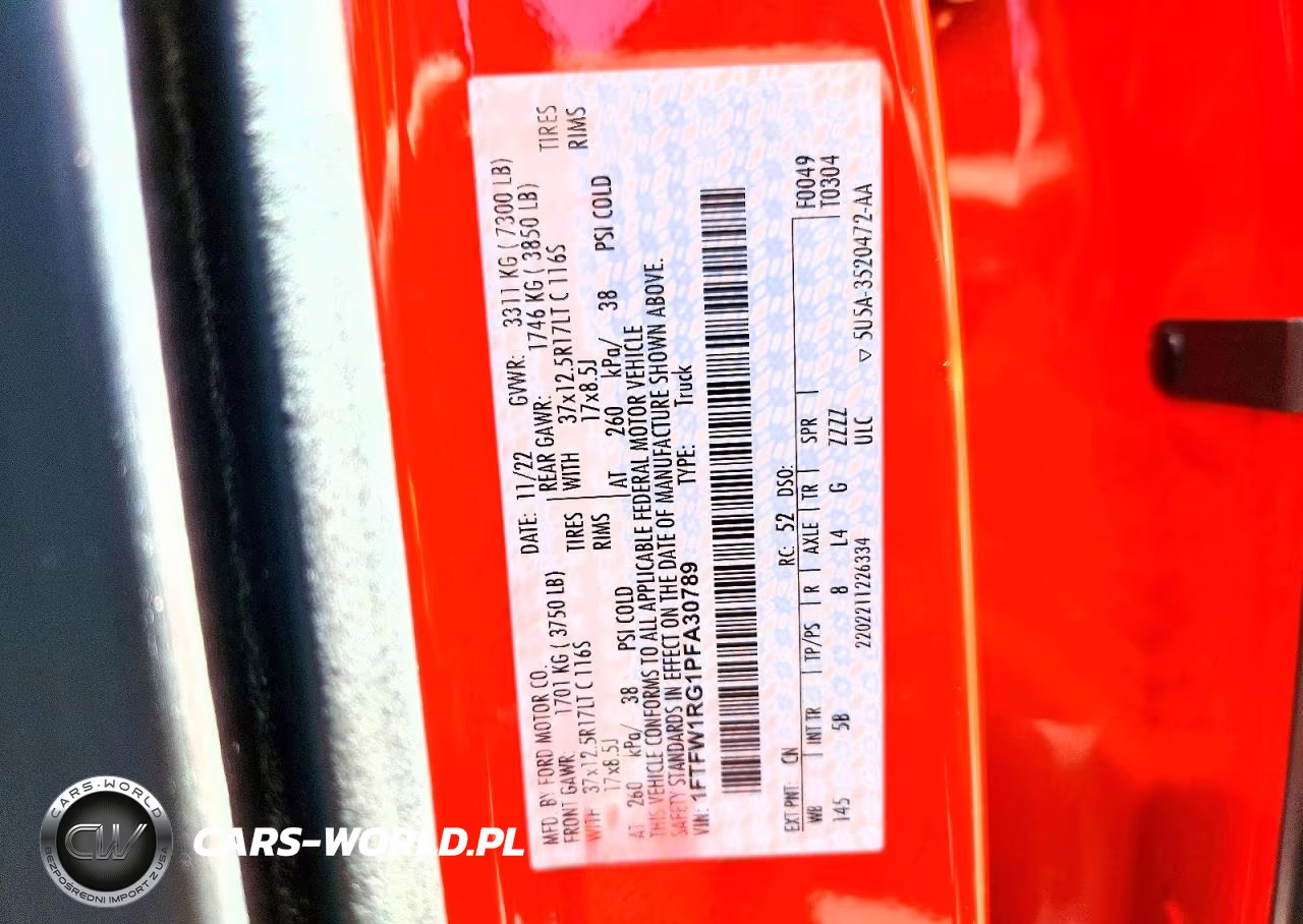 2023 FORD F150 RAPTOR VIN:1FTFW1RG1PFA30789 - 12