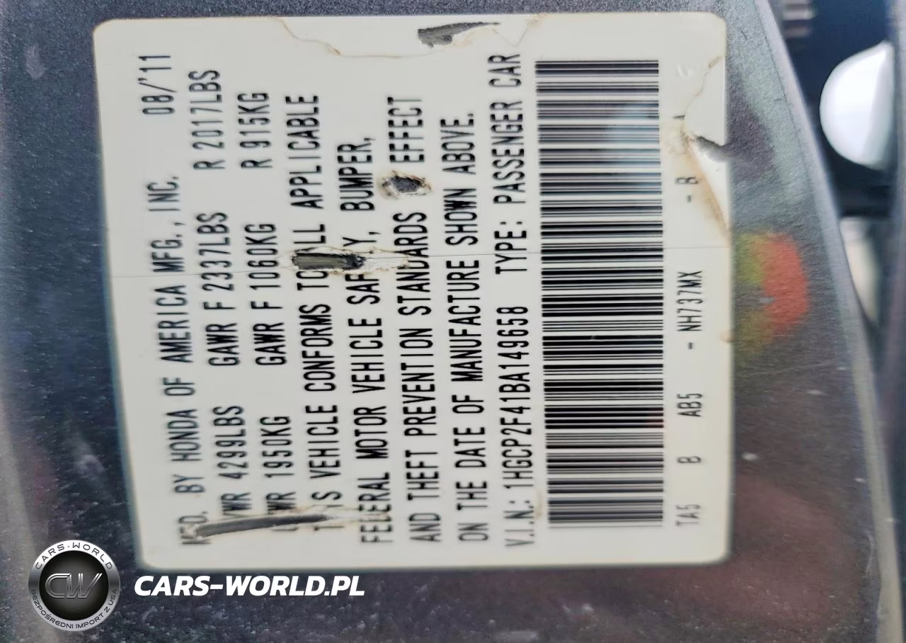 2011 Honda Accord Lxp VIN:1HGCP2F41BA149658 - 13