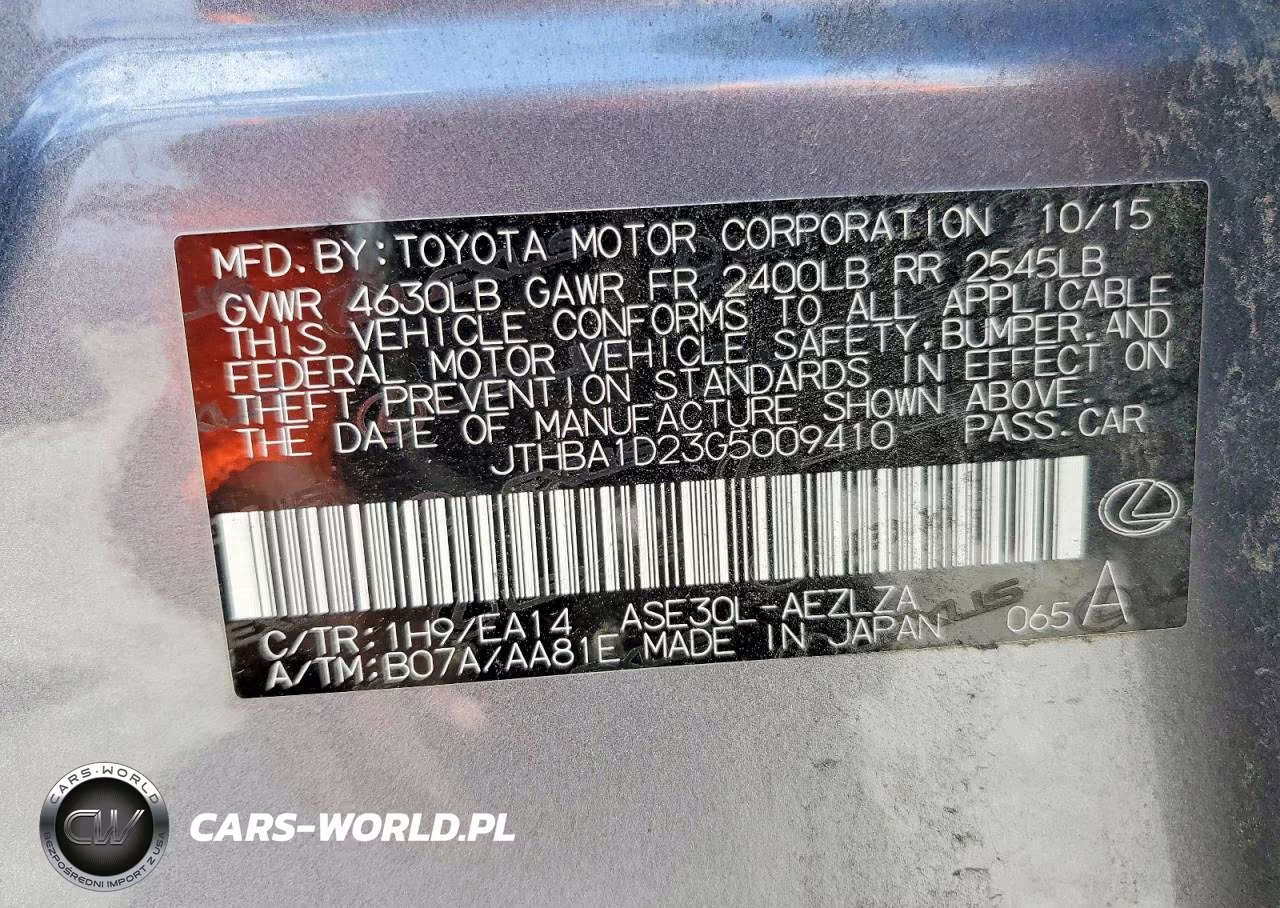 2016 Lexus Is 200T VIN:JTHBA1D23G5009410 - 12