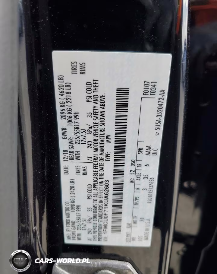 2019 Ford Escape S VIN:1FMCU0F71KUA62603 - 14
