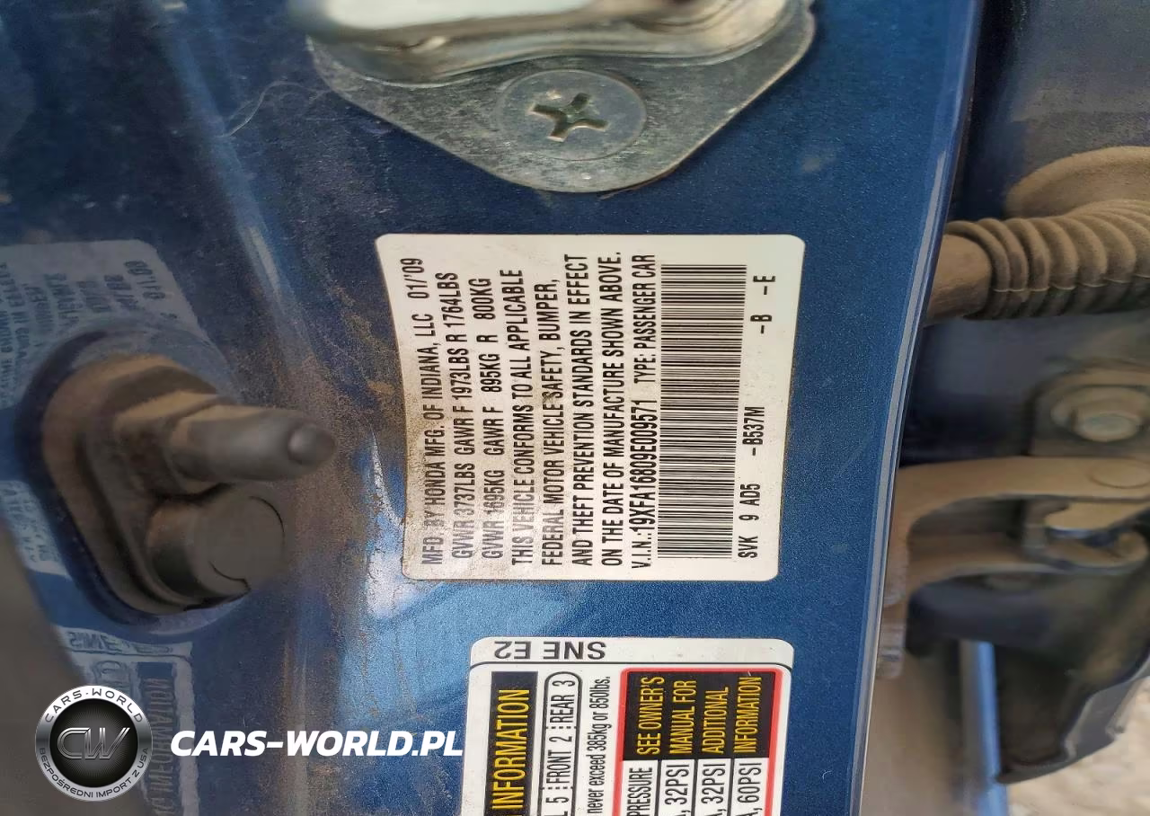 2009 Honda Civic Ex VIN:19XFA16809E009571 - 12