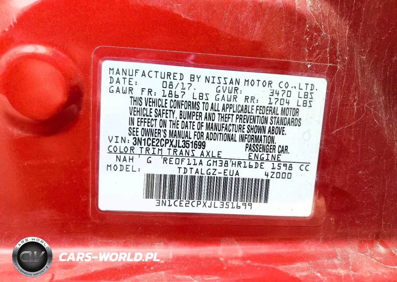 2018 Nissan Versa Note Sr VIN:3N1CE2CPXJL351699 - 12