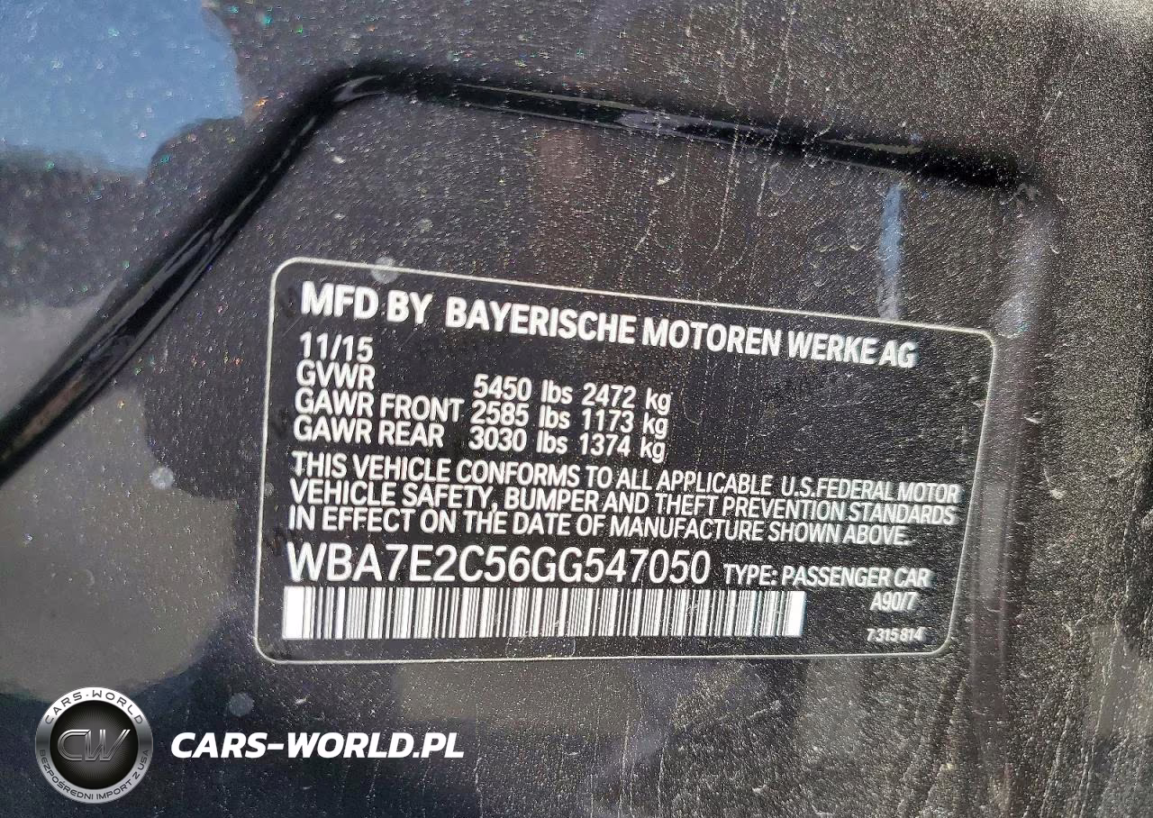 2016 BMW 740 I VIN:WBA7E2C56GG547050 - 12