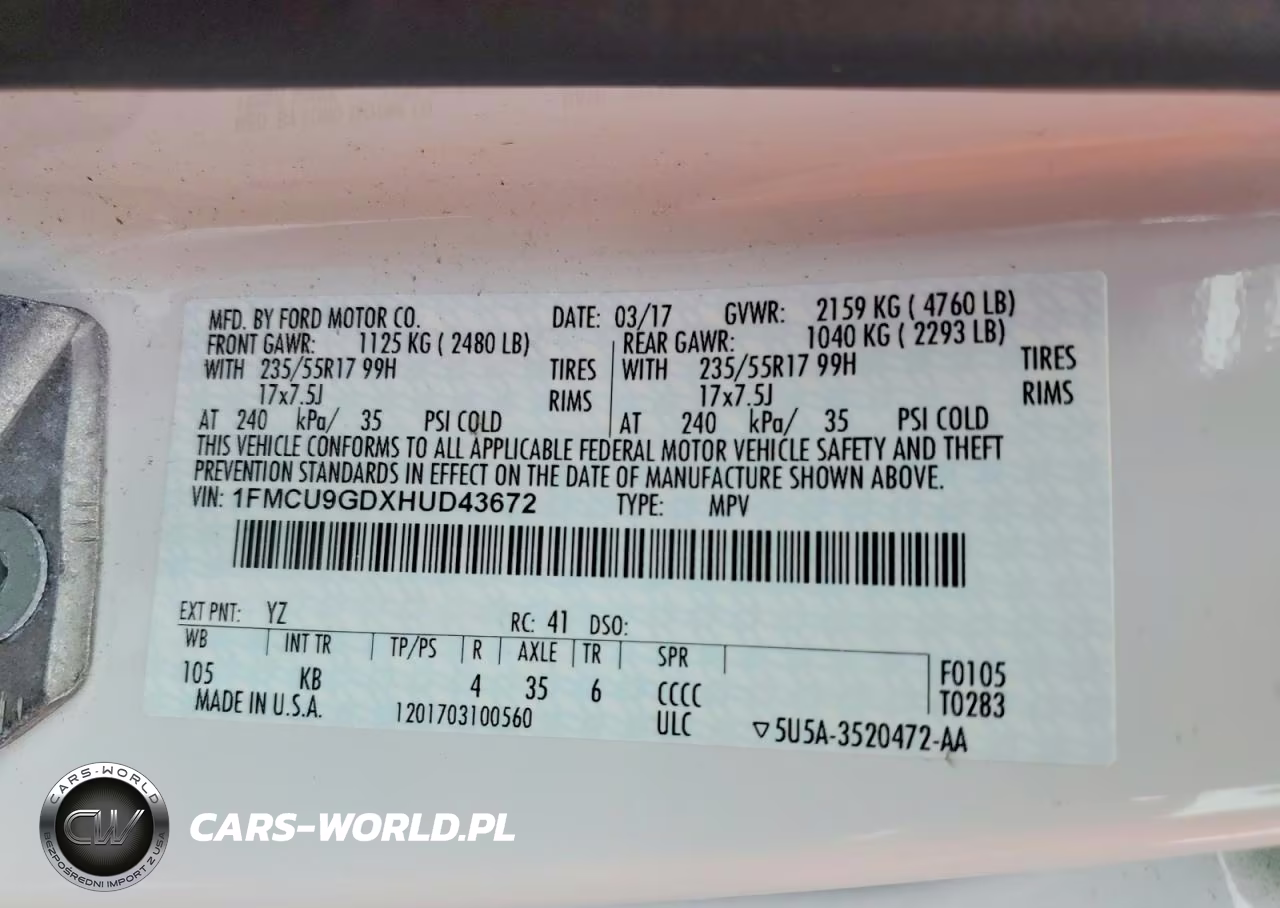 2017 Ford Escape Se VIN:1FMCU9GDXHUD43672 - 13