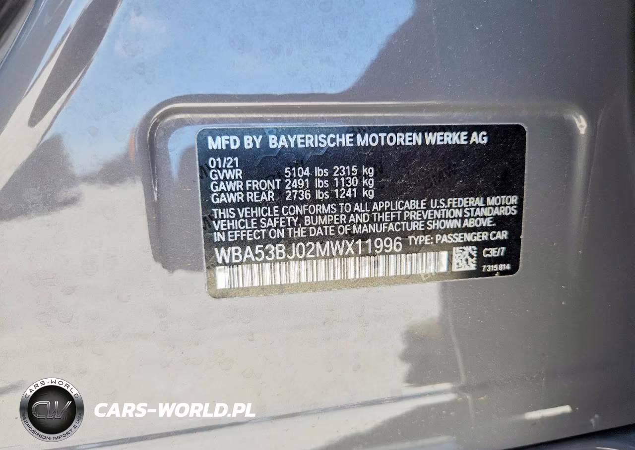 2021 BMW 540 I VIN:WBA53BJ02MWX11996 - 12