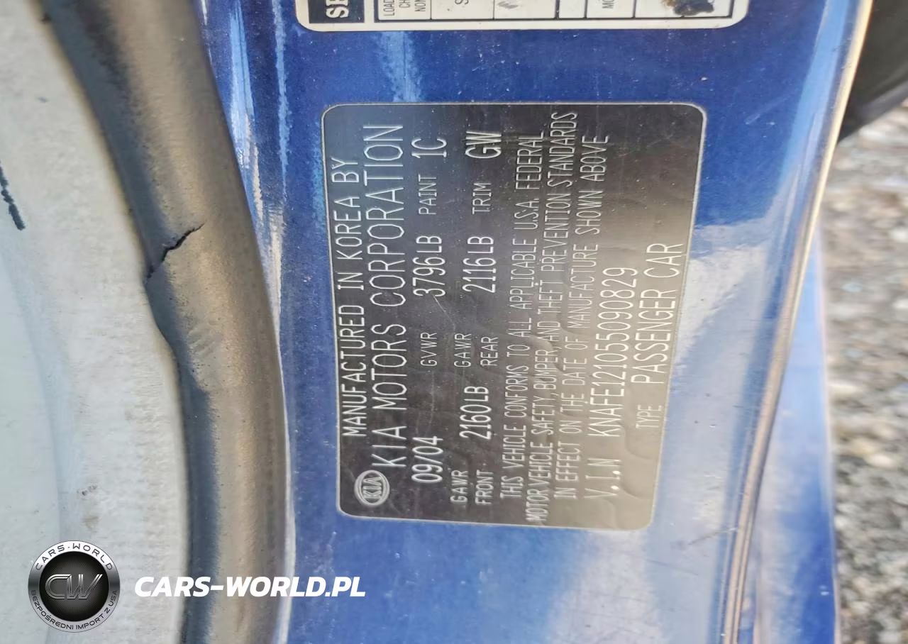 2005 Kia Spectra Lx-Ex VIN:KNAFE121055090829 - 12