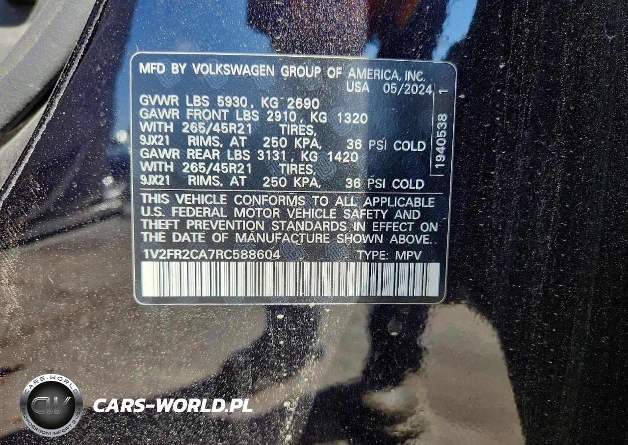 2024 Volkswagen Atlas Sel Premium R-Line VIN:1V2FR2CA7RC588604 - 13