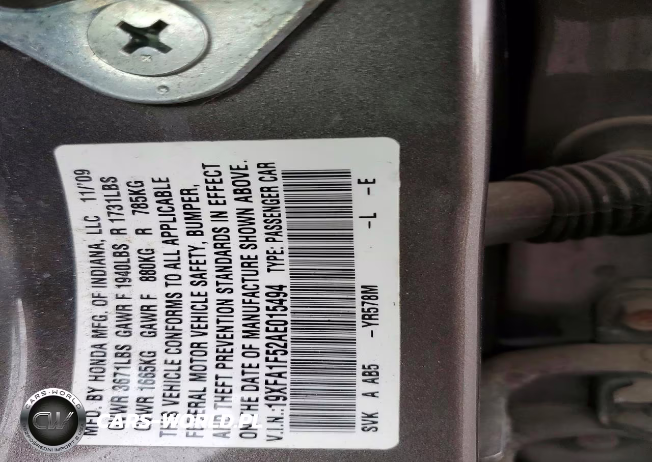 2010 Honda Civic Lx VIN:19XFA1F52AE015494 - 12