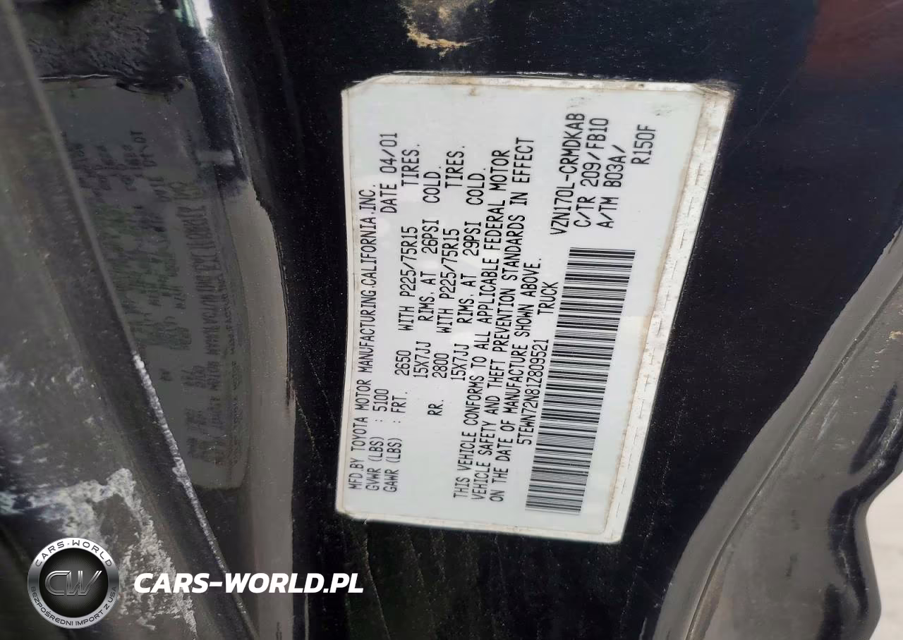 2001 Toyota Tacoma Xtracab VIN:5TEWN72N81Z809521 - 12