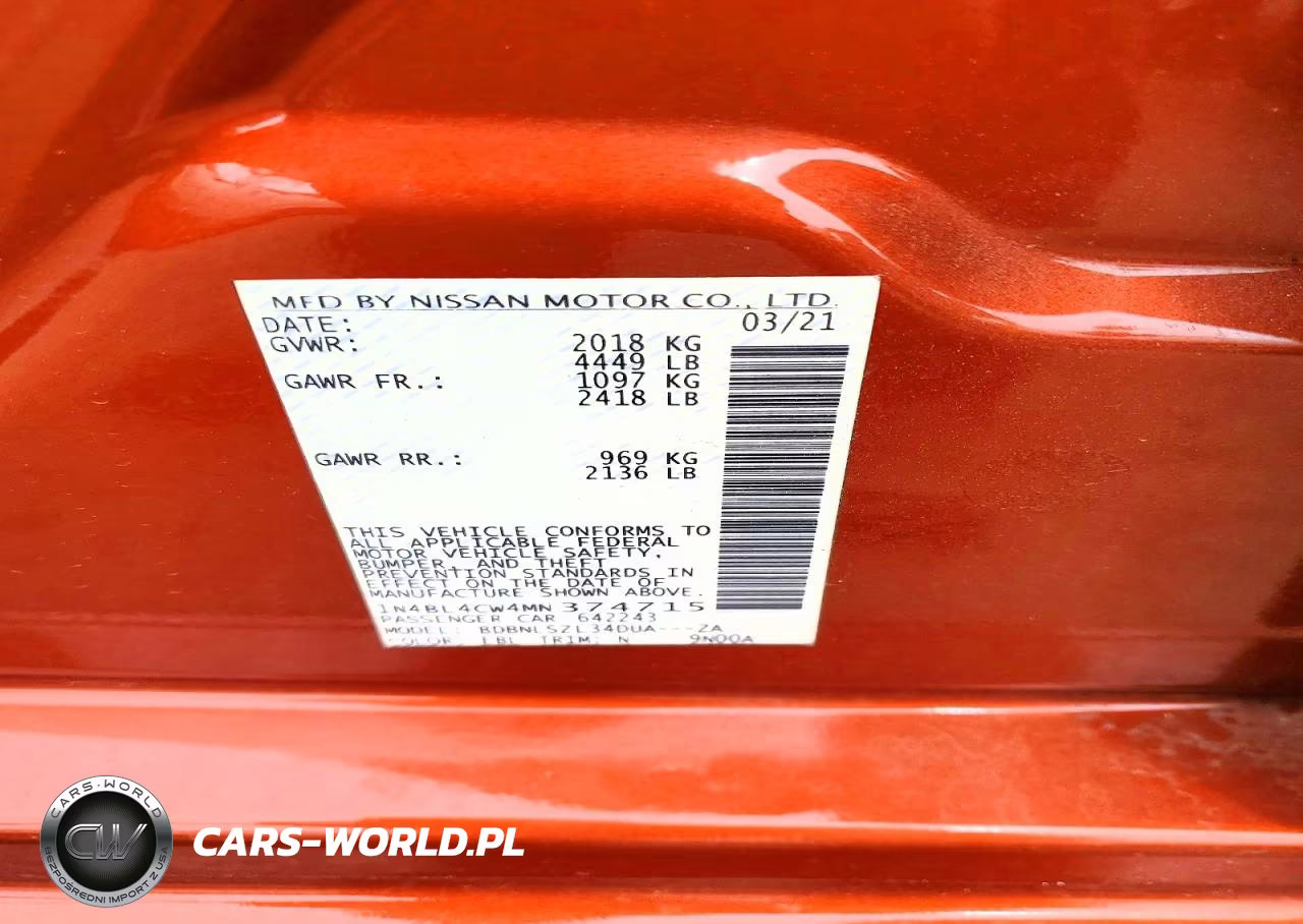 2021 Nissan Altima Sr VIN:1N4BL4CW4MN374715 - 12