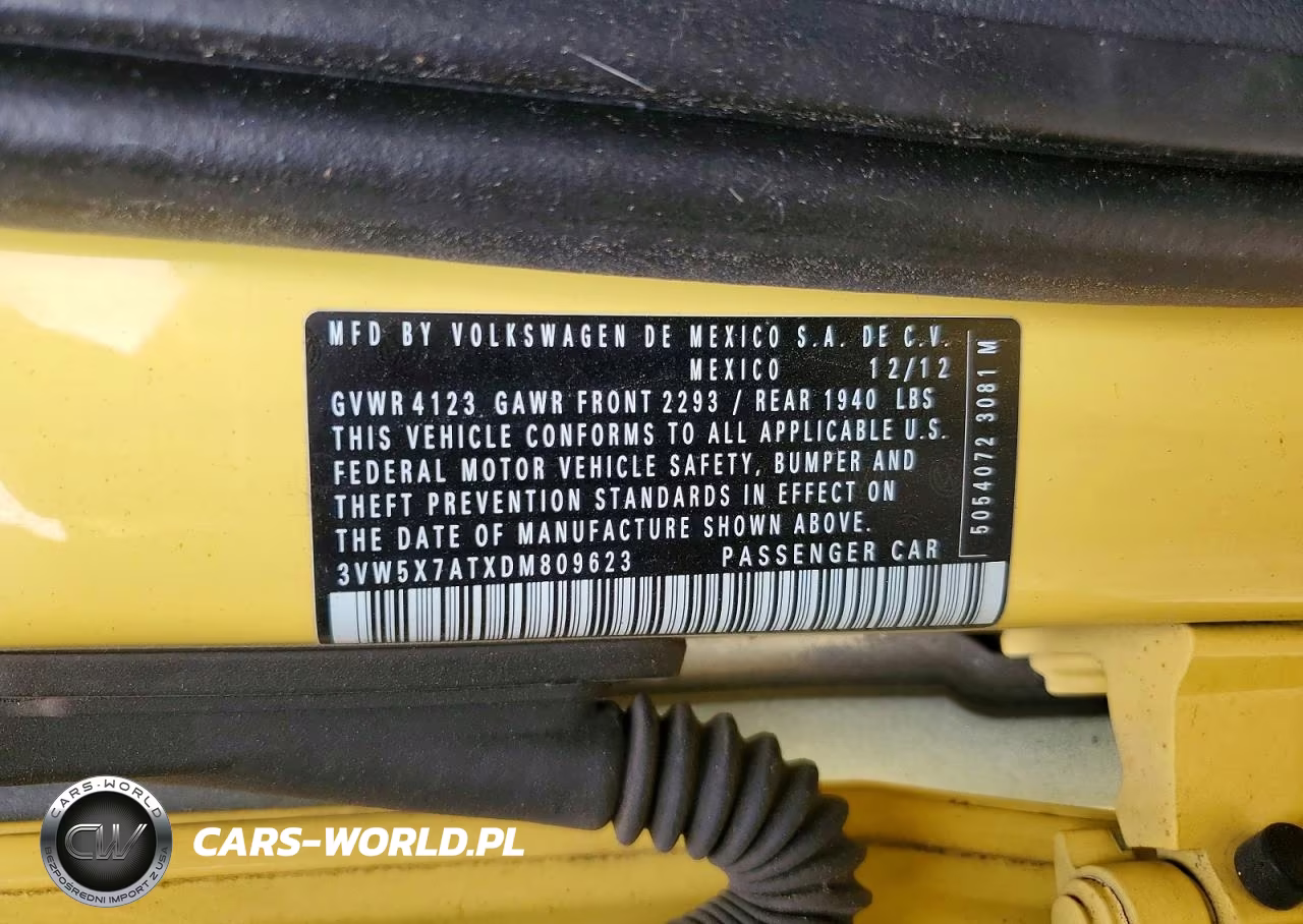 2013 Volkswagen Beetle VIN:3VW5X7ATXDM809623 - 12