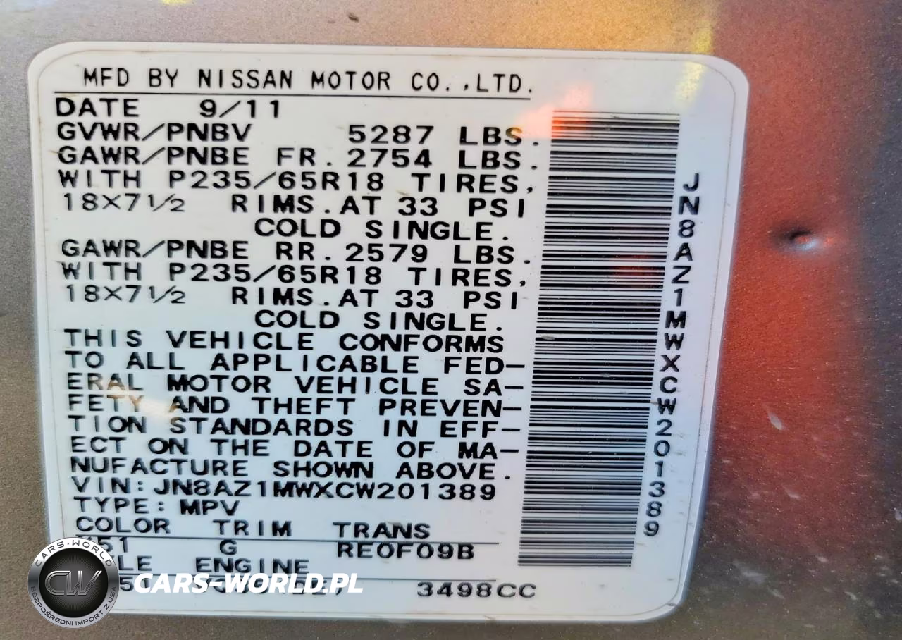 2012 Nissan Murano S VIN:JN8AZ1MWXCW201389 - 13