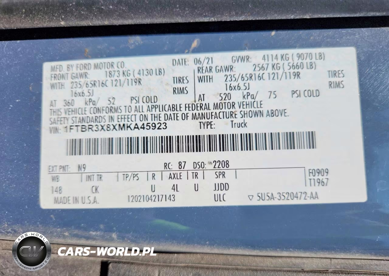 2021 Ford Transit 250 Delivery Van VIN:1FTBR3X8XMKA45923 - 13