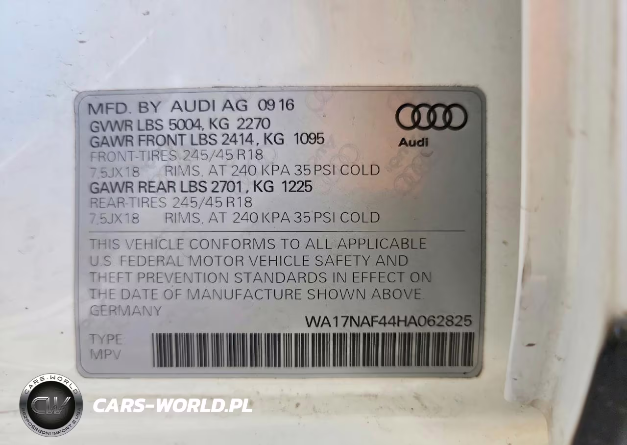 2017 Audi A4 Allroad Premium VIN:WA17NAF44HA062825 - 12