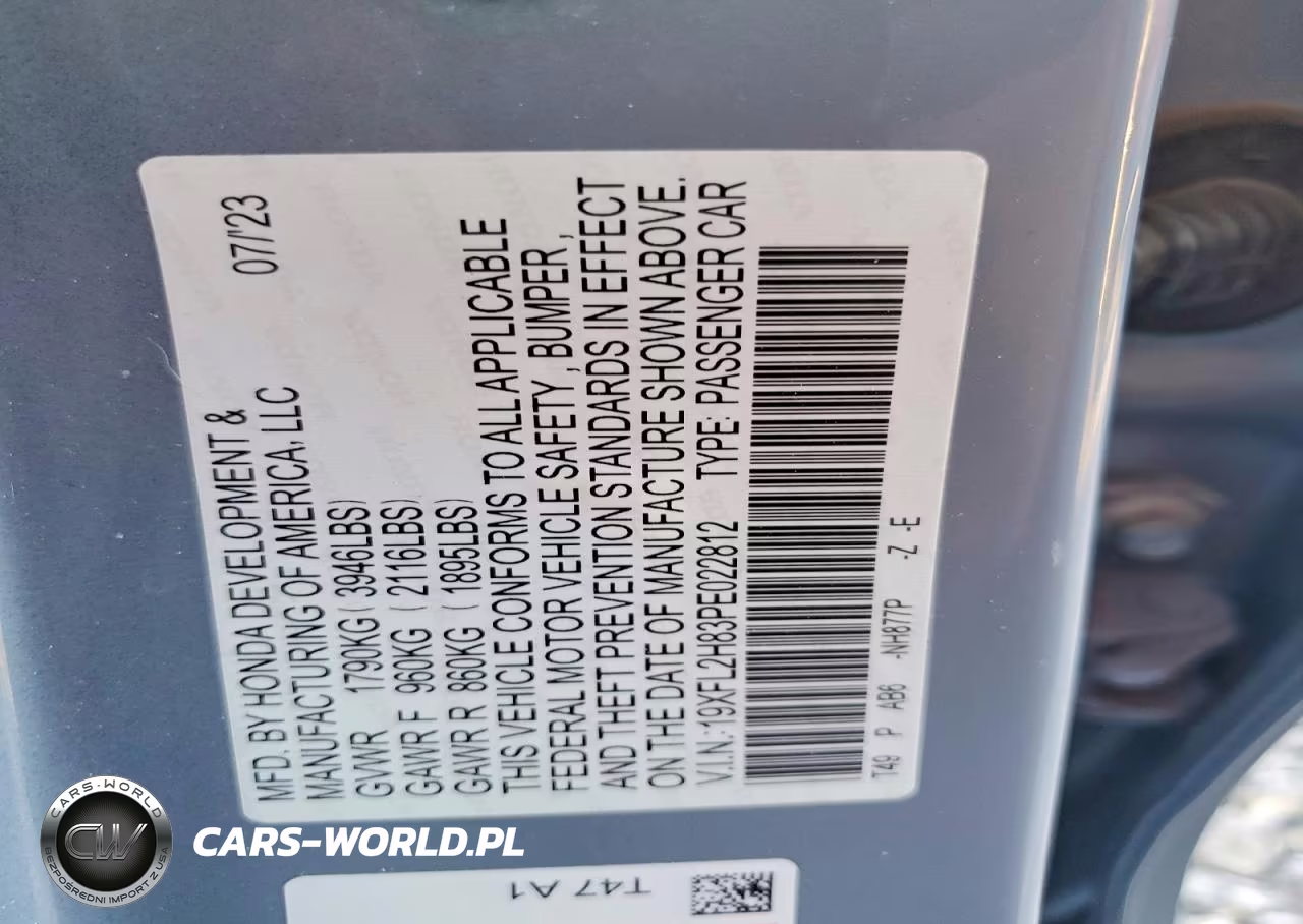2023 Honda Civic Sport VIN:19XFL2H83PE022812 - 12