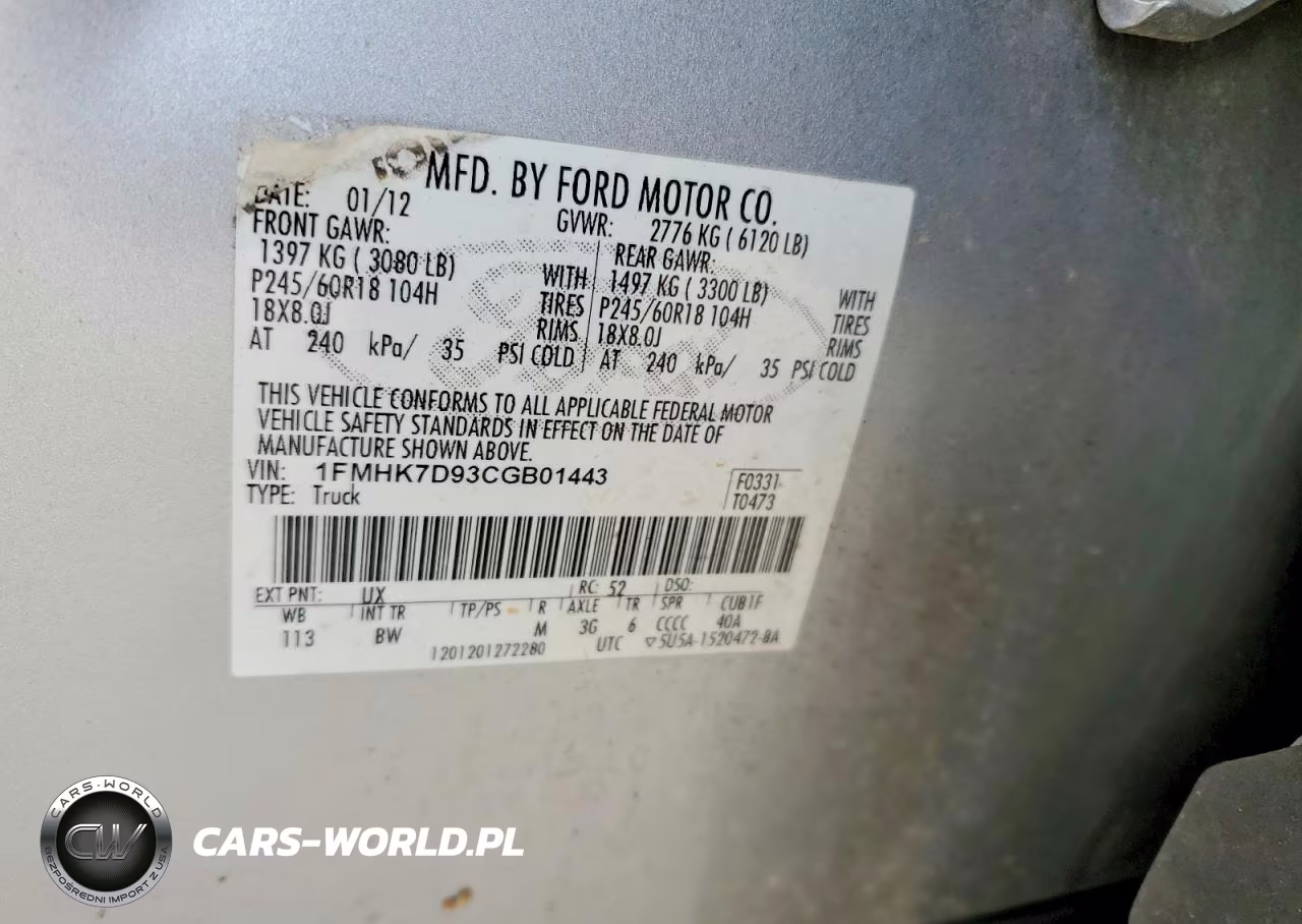 2012 Ford Explorer Xlt VIN:1FMHK7D93CGB01443 - 12