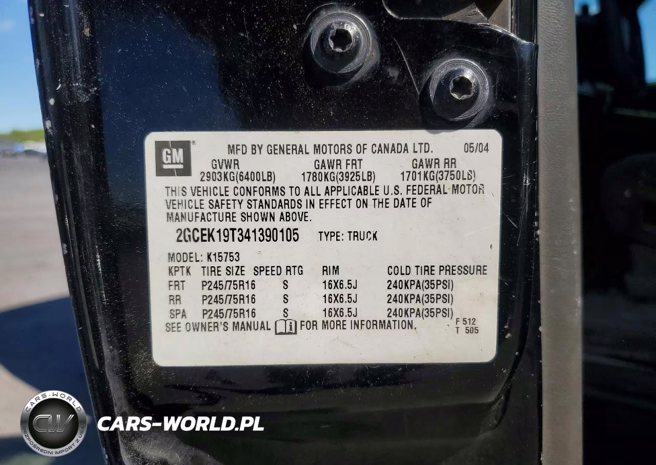 2004 Chevrolet Silverado K1500 VIN:2GCEK19T341390105 - 12