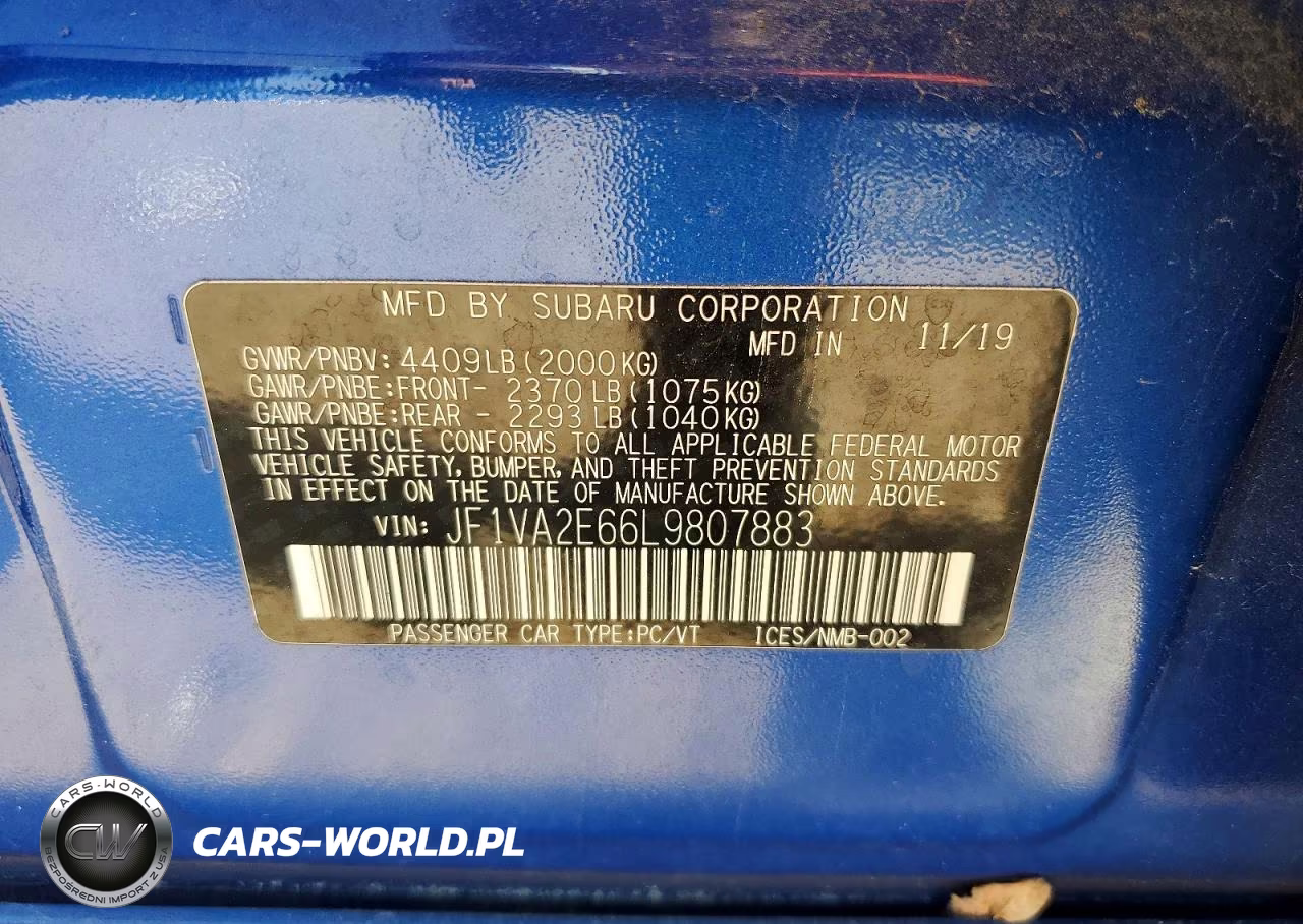 2020 Subaru Wrx Sti VIN:JF1VA2E66L9807883 - 13