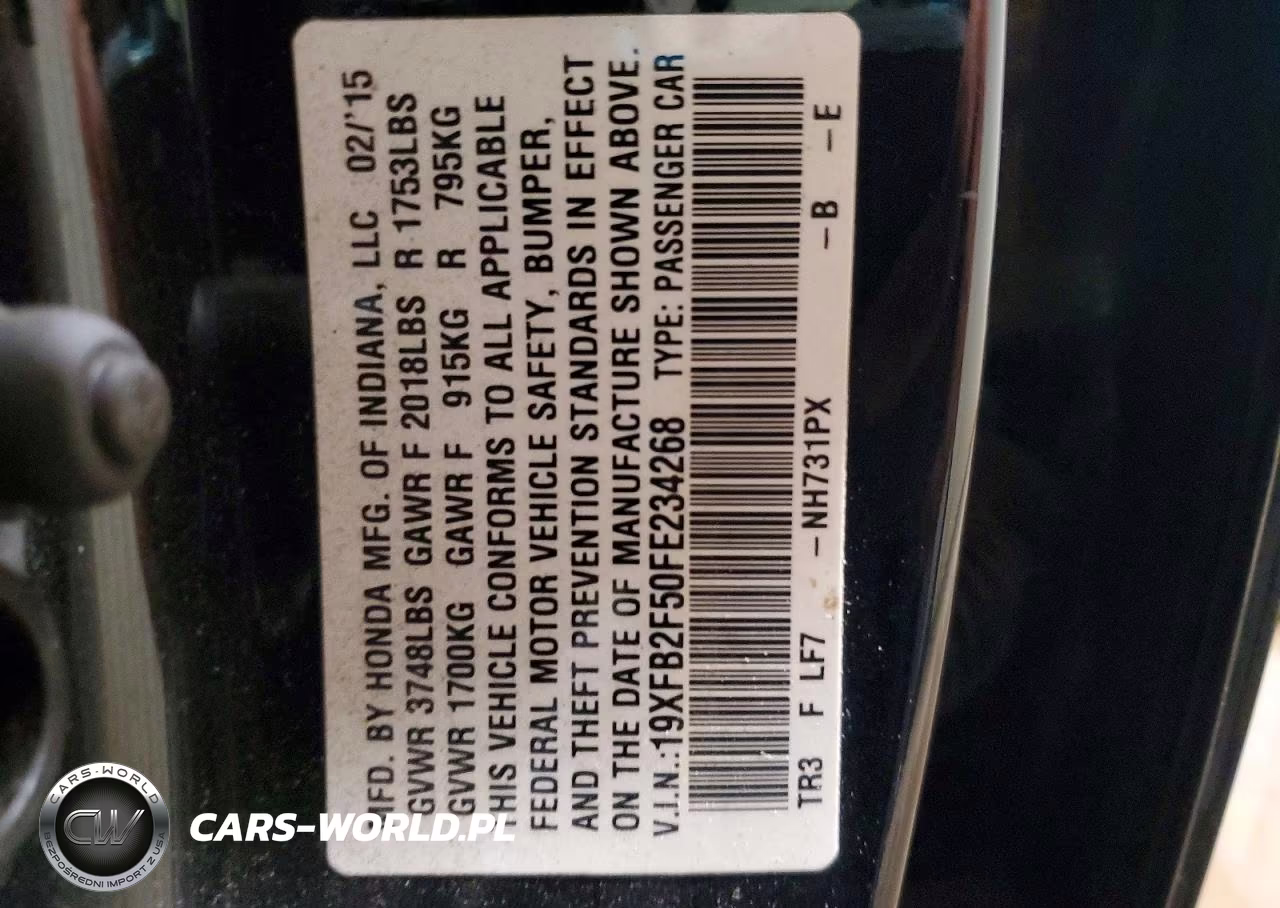 2015 Honda Civic Lx VIN:19XFB2F50FE234268 - 12