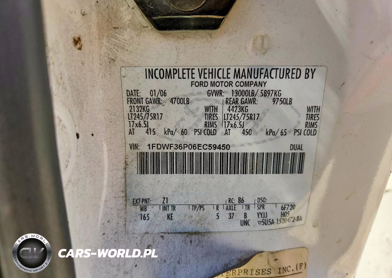 2006 Ford F350 Super Duty VIN:1FDWF36P06EC59450 - 12