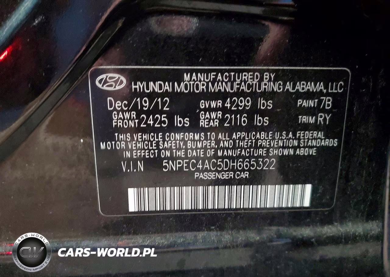 2013 Hyundai Sonata Limited VIN:5NPEC4AC5DH665322 - 12