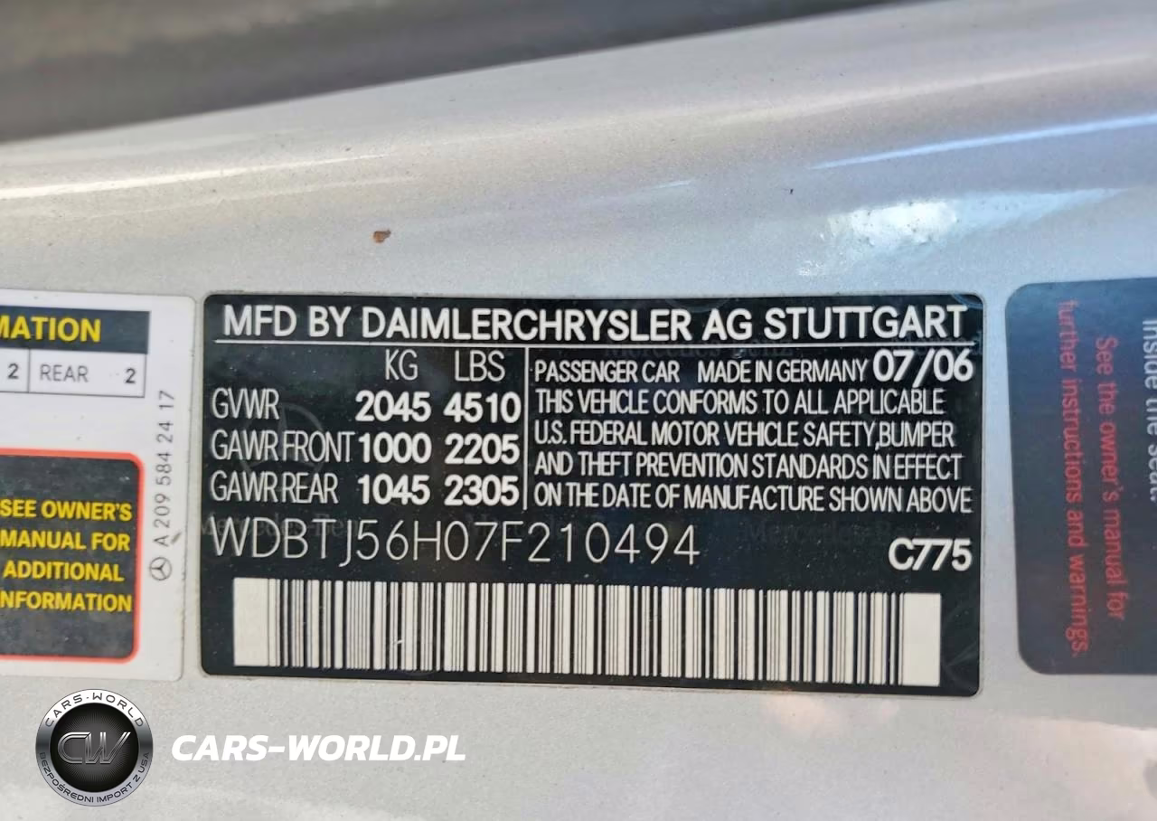 2007 Mercedes-Benz Clk 350 VIN:WDBTJ56H07F210494 - 12