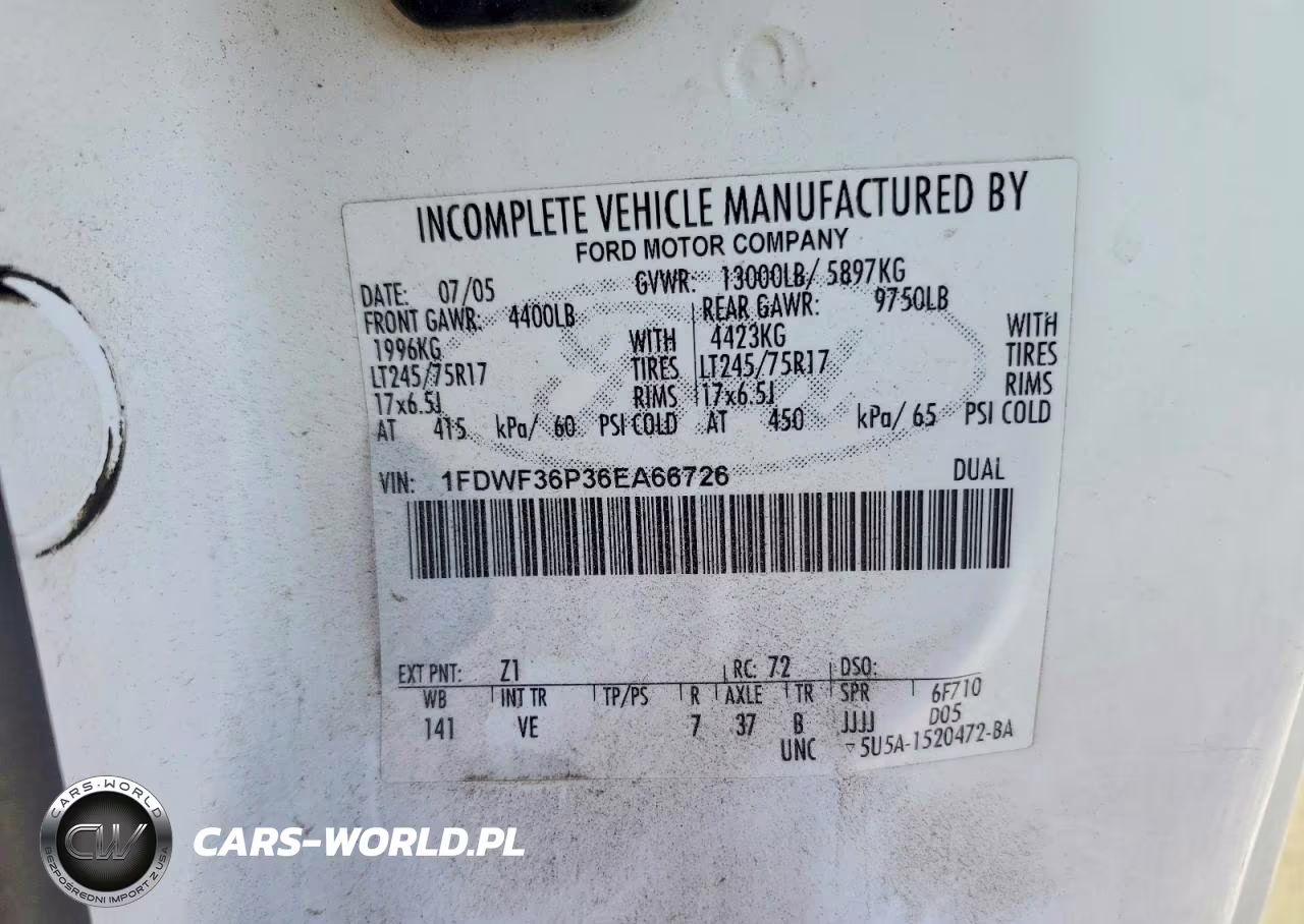 2006 Ford F350 Super Duty VIN:1FDWF36P36EA66726 - 10