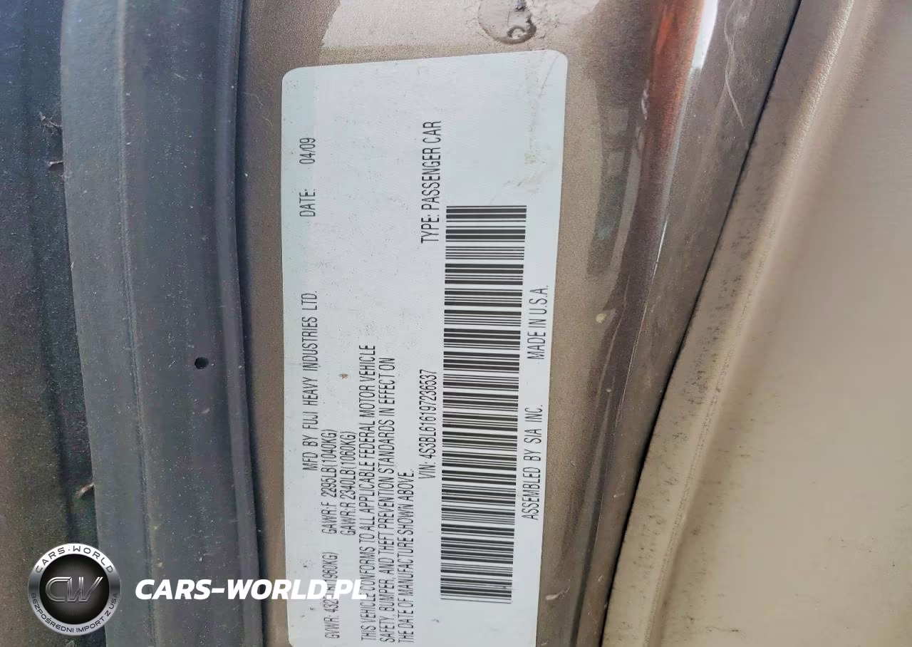 2009 Subaru Legacy 2.5I VIN:4S3BL616197236537 - 13