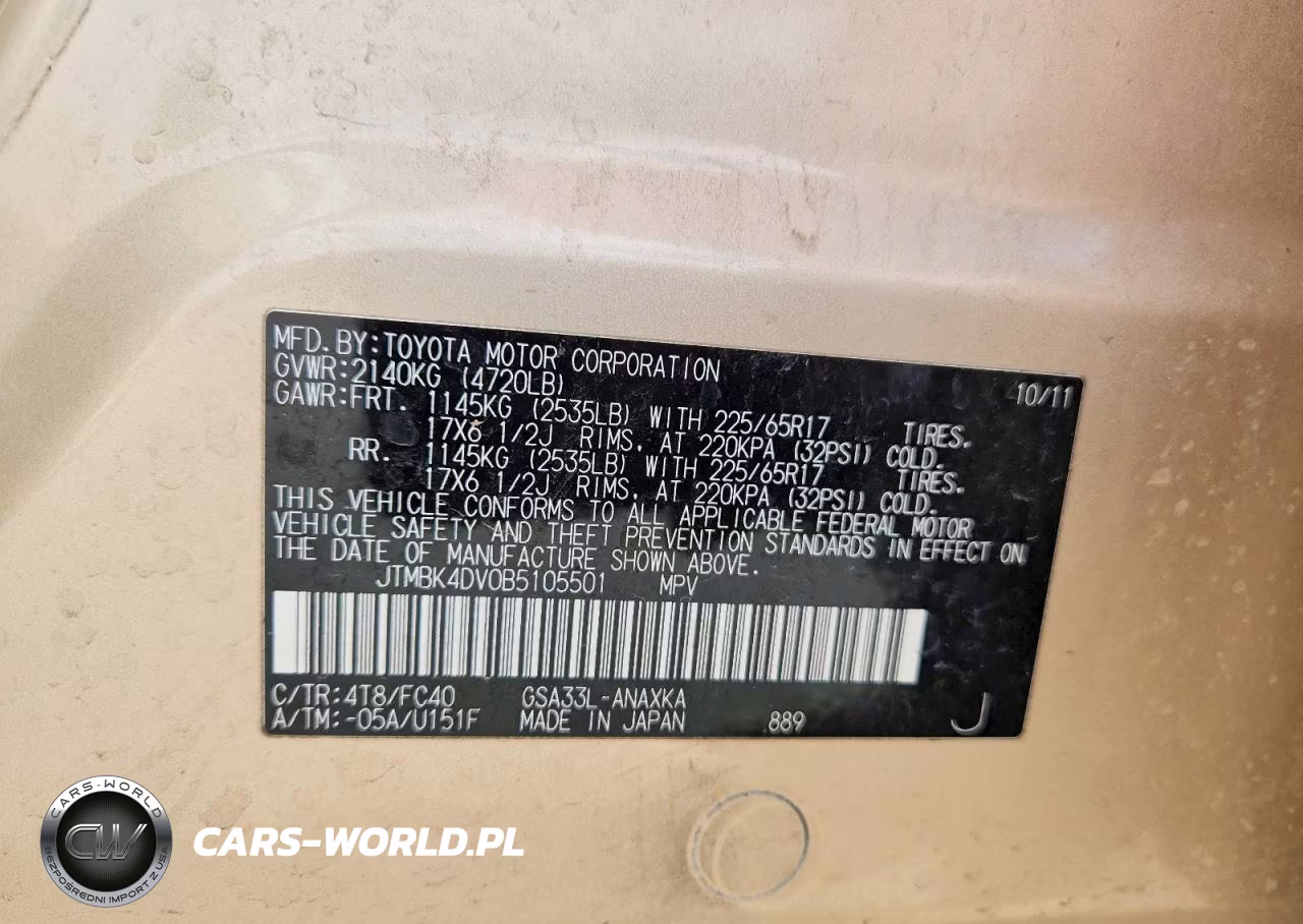 2011 Toyota Rav4 Base VIN:JTMBK4DV0B5105501 - 13