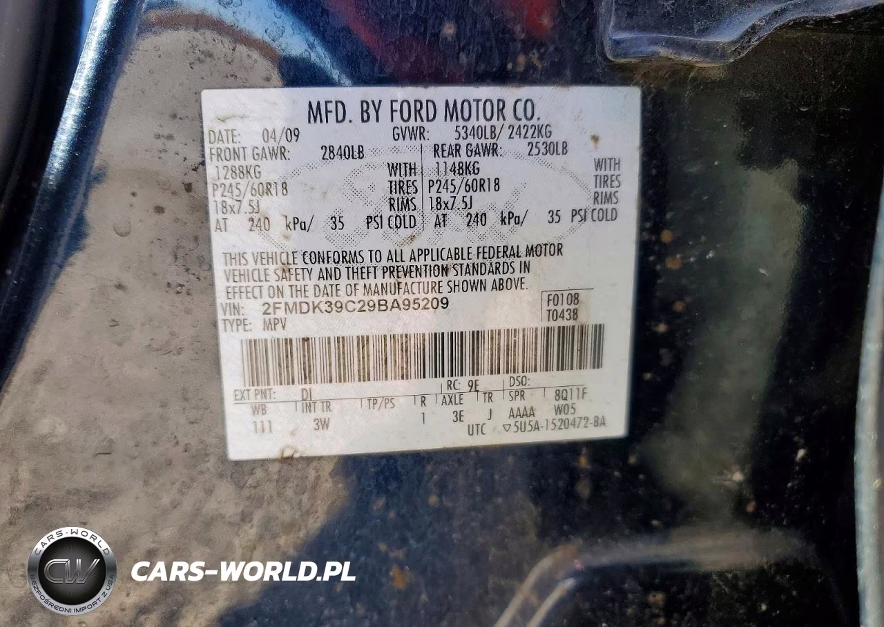 2009 Ford Edge Limited VIN:2FMDK39C29BA95209 - 12