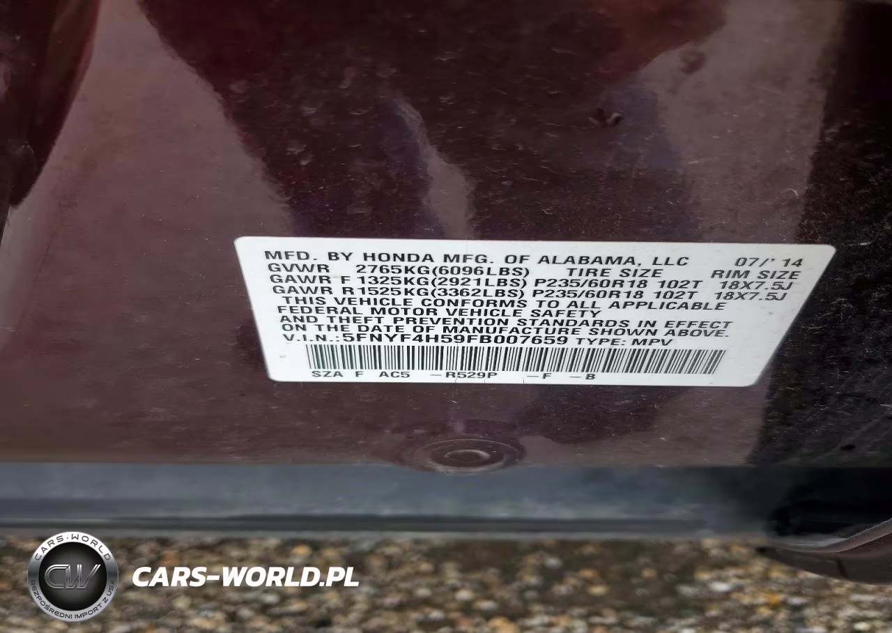 2015 Honda Pilot Exl VIN:5FNYF4H59FB007659 - 13
