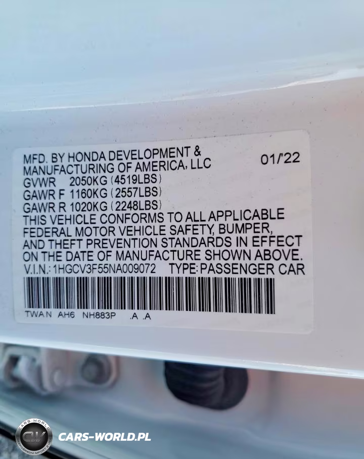 2022 Honda Accord Hybrid Exl VIN:1HGCV3F55NA009072 - 12
